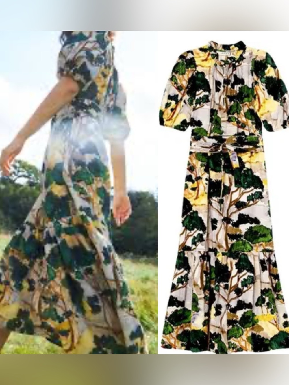 APOF Women’s Seersucker Watercolor Flora Print Maxi Dress Puff Sleeve Small S